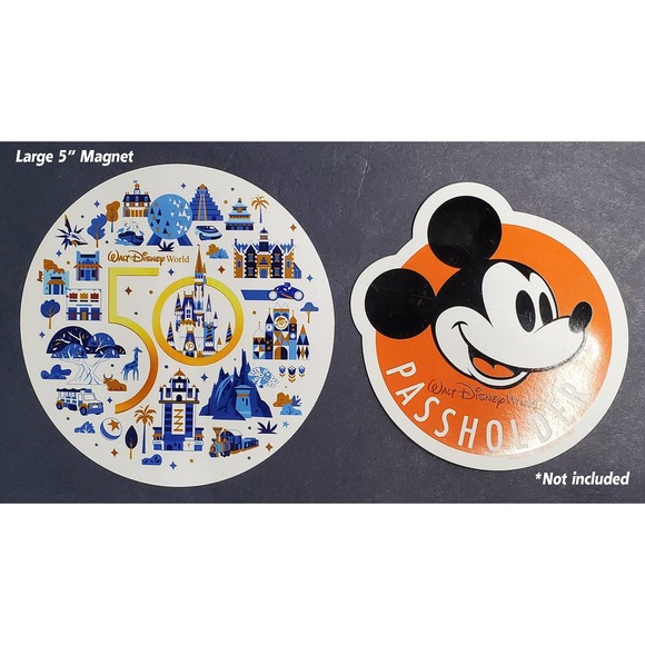 New! 5" WDW 50th Anniversary round Magnet for car or fridge in White color - Picture 4 of 4